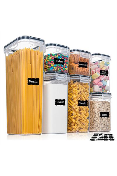 Choice 7pcs-set Kitchen 7pcs Food Containers Set Bpa Free Plastic Airtight Storage Box With 10stickers And