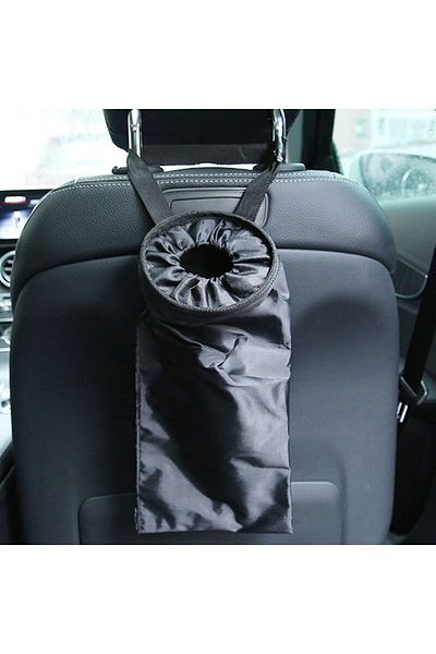 EAFC Black Car Seat Back Trash Holder Hang Litter Bag Garbage Storage Rubbish Container Oxford Cloth Car