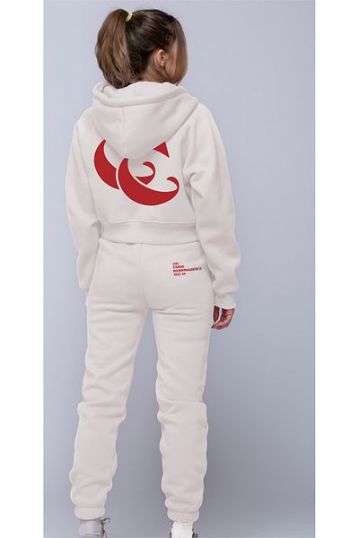C&C OKULCUNUZ Winter Ecru Tracksuit Set - 3 Thread Raster, Printed