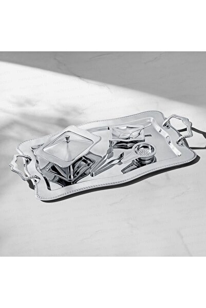 Nehir 28 Parça Zincir Sade Çay Seti Kutulu Beyaz 47 X 30 Paslanmaz Çelik