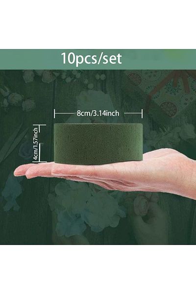 Choice 10pcs Green Floral Foam, 10pcs Round Floral Foam Brick, Dry Floral Foam Blocks, Artificial Flower Mu