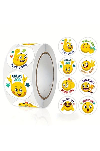 Choice Syf-14 500pcs/roll Cartoon Funny Smile Face Expression Reward Stickers 8 Designs 2.5cm/1.0in Round F