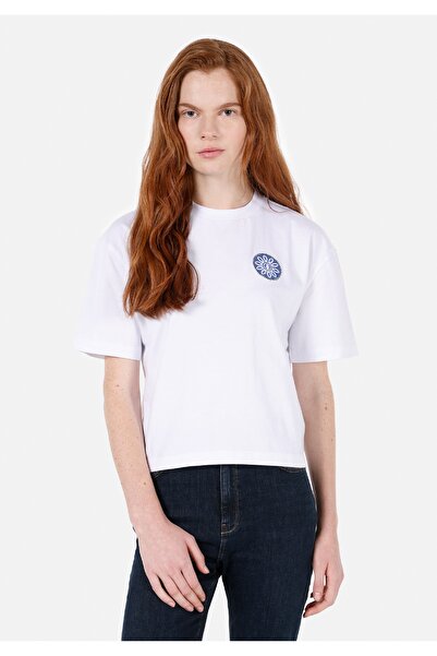 Colin's Λευκό Γυναικείο Tshirt Σκούρο μανίκι