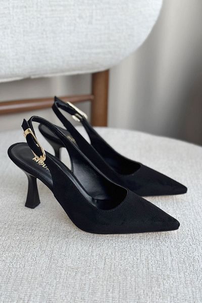 GOFFSHOES Pantofi cu toc Ovis pentru femei din piele intoarsa neagra
