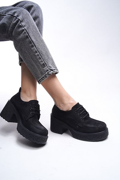 Riccon Γυναικείο Loafer Qerekna Black Suede - Γόβες και κορδόνια 00121500