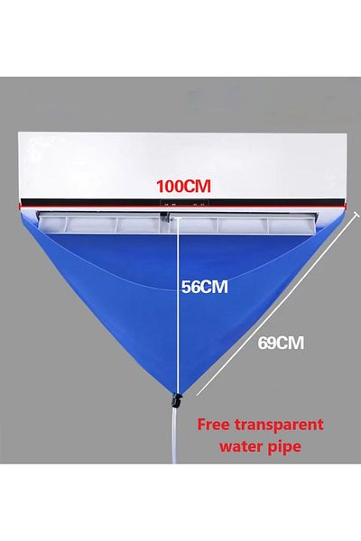 Choice Blue 100cm Thickened Cleaner Air Coditioning Cleaning Cover Bag Pvc With Water Pipe Home 1-1.5p Spli