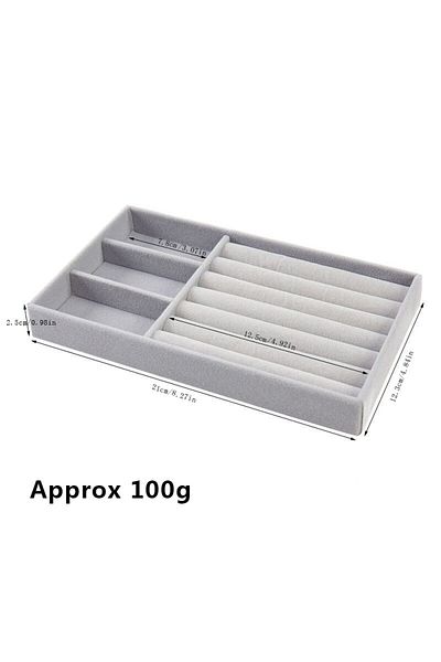 Choice Gray 20x 12 X 2.5cm 1pc Velvet Jewelry Box Organizer Diy Earring Necklace Ring Jewelry Display Tray