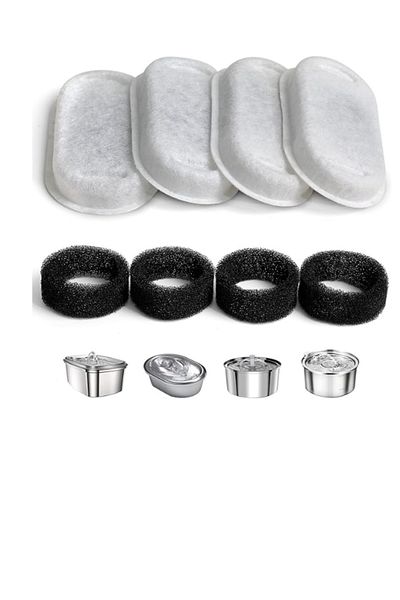 WINBEST Cat Dog Water Fountain 4 Pcs Replacement Filters - Stainless Steel, Activated Carbon Replaced