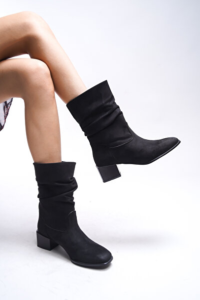 Riccon Чорні замшеві короткі чоботи Rheggec жіночі 00126063