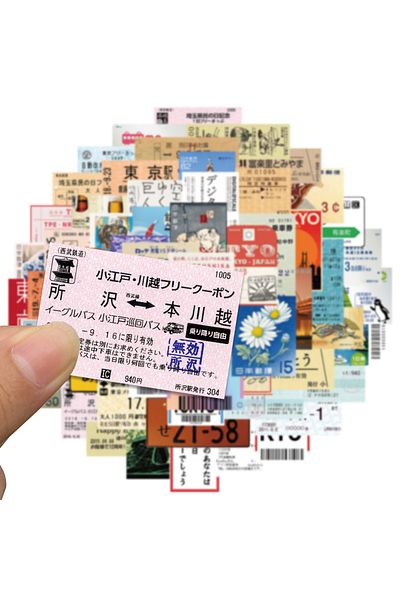 Choice 60 Pcs 60pcs Japanese Postcard Ticket Ins Style Stamp Sticker Stationery Travel Diary Luggage Waterp