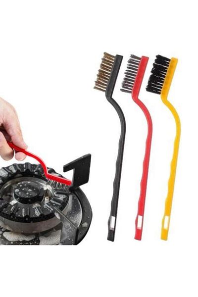 RAMDET 3 Piece Oil Rust and Dirt Remover Wire Brush Set Cooker Cleaning Brush Oven Hood Cleaning Set