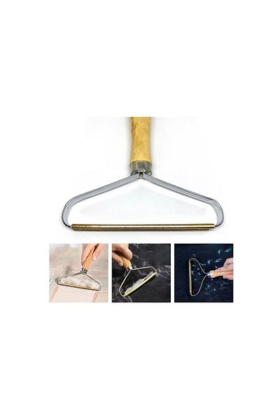 RAMDET Double Sided Wooden Handle Metal Cotton Cleaning Apparatus - Collect Sweater Clothes Carpet, Feather Lint