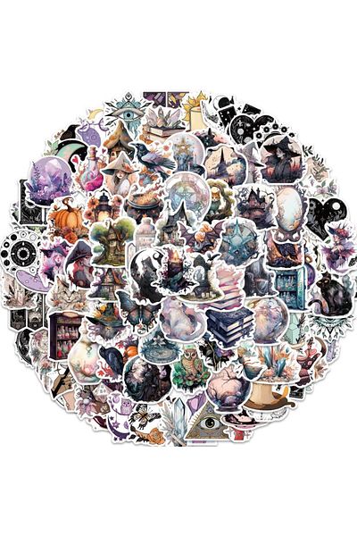 Choice 100pcs 50/100pcs Pack Cartoon Witch Magic Sticker Vinyl Waterproof For Water Bottle Laptop Luggage G