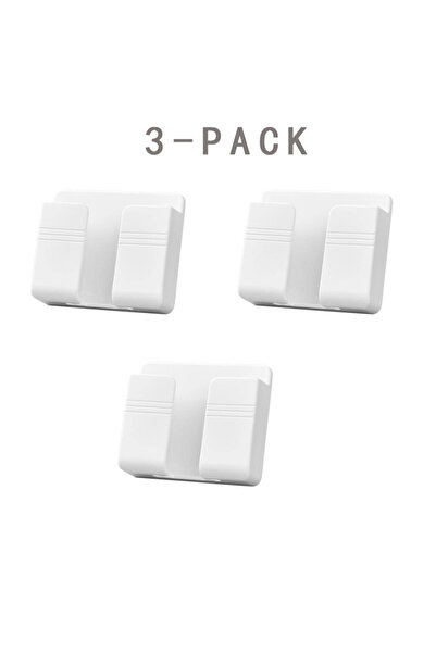 Choice 3 قطع بيضاء 3 قطع حامل هاتف يثبت على الحائط أبيض بدون ثقب حامل شحن للهواتف المحمولة على الحائط عصا كسول