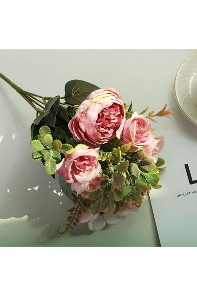 Choice China 5 Fork Pink Retro Silk Red Artificial Rose Flowers Diy Autumn Wedding Home Decoration Fake Peo