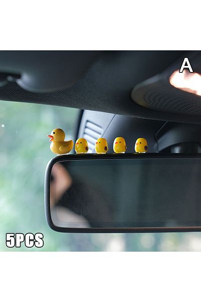 Choice A 5pcs Cute Mini Ducks Car Interior Decoration Auto Rearview Mirror Dashboard Ornaments For Woman M.