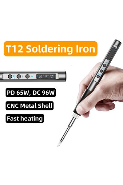 Choice Portable T12 Electric Soldering Iron PD 65W DC 72W CNC Metal Body Temperature Adjustable Solder W...