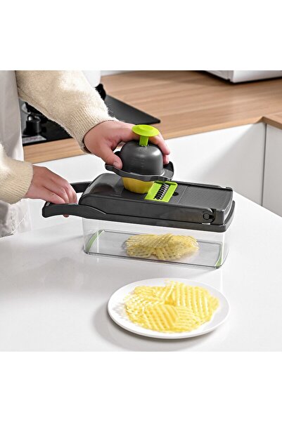 Generic 1Pc Green Black 22 in 1 Multifunctional Vegetable Slicer Cutter Shredders Slicer With Basket Frui...