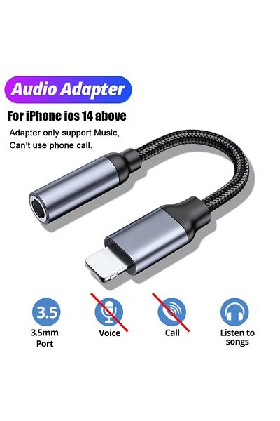 Choice Adapter For Iphone 8 Pin To 3.5mm Jack Aux Cable For Iphone 14 13 12 11 Pro Max Ios 14 Male To Femal