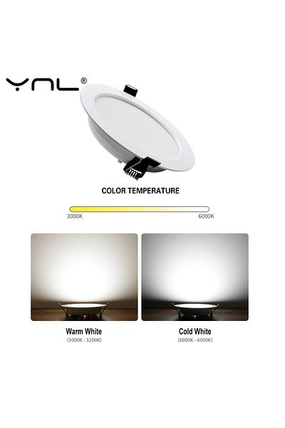 YNL White 18w Cold White 7w 9w 12w 15w 18w Spot Led Downlight Ac 220v 240v Waterproof Warm White Cold Wh