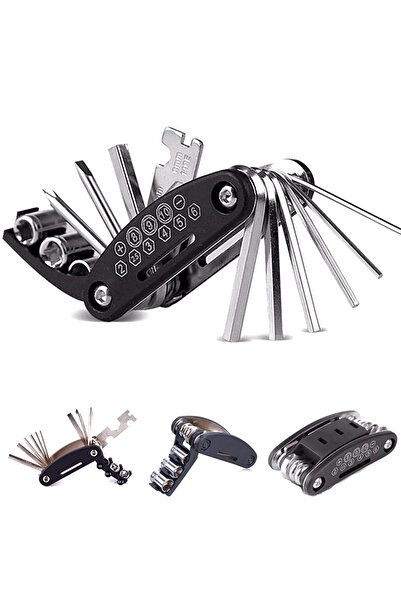 Choice مجموعة أدوات إصلاح الدراجات المحمولة 16 في 1، مفتاح سداسي، صامولة، مفك براغي للإطارات، دراجة نارية، دراجة