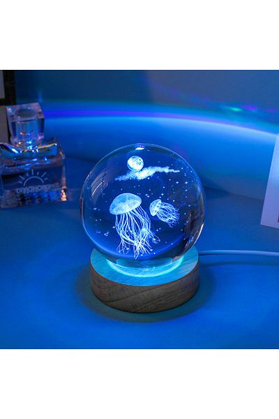 Choice Usb Plug 3d Jellyfish Laser Engraved Crystal Ball Led Night Light, Birthday Girlfriend Classmate Wi