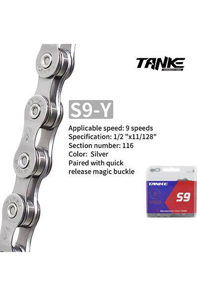 TANKE سلسلة دراجة S9-silvery S8 S9 S10 S11 S12 سلاسل دراجات الطرق الجبلية، سلسلة سرعة متغيرة 116/126l
