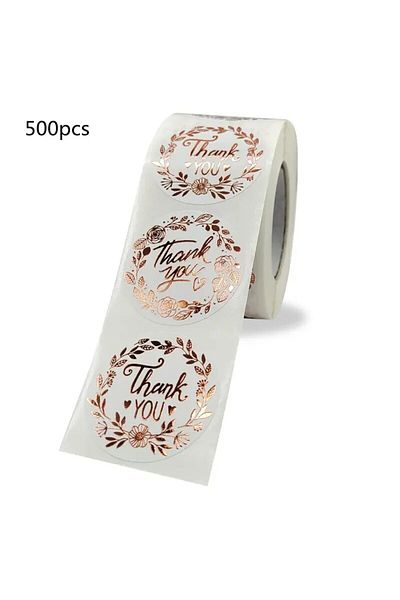Choice 2.5cm500pcs 500 Pcs Thank You Stickers, Monogrammed Floral Pattern Label Stickers, Thanksgiving Gift