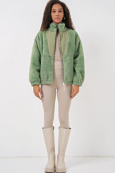 Bigdart 5194 Damen-Plüschmanteljacke – E.Green