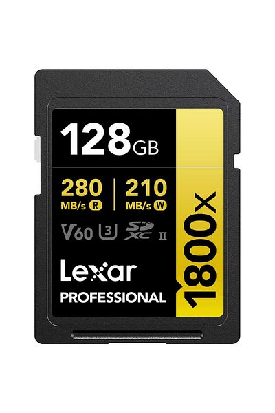 Lexar Professional 128Gb 1800X 280Mb/S to 4K V60 Sdxc Memory Card