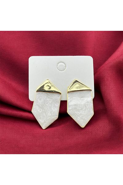 Candy Triangle Mother of Pearl Enamel Earrings