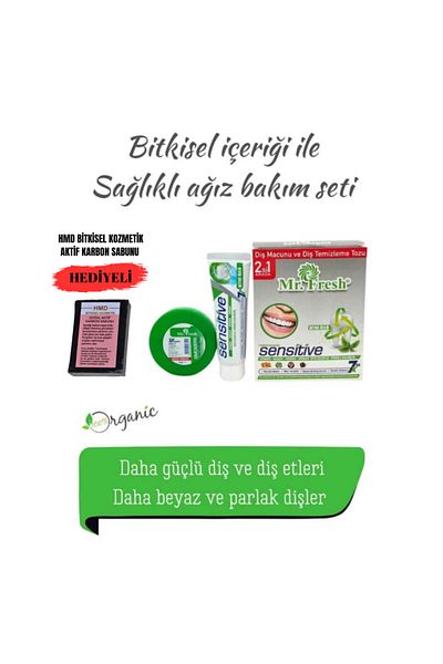 Mr.Fresh Plant Extract Toothpaste 90 Gr and Tooth Cleaning Powder 50 Gr 2 in 1 Hmd Activated Carbon Soap