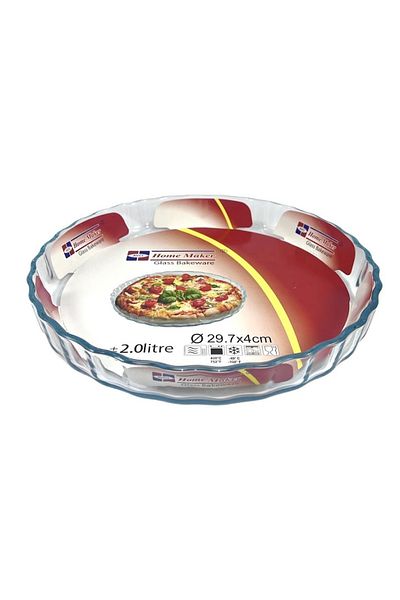 AVCI HOME MAKER Round, Fluted Glass Baking Dish, 2 Lt Capacity, 29.7 Cm Diameter, 4 Cm Height