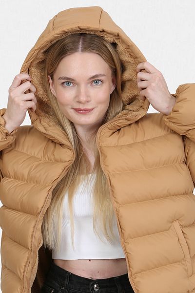 VODENS Thick Waterproof Hooded down Jacket with Camel Fur Inside