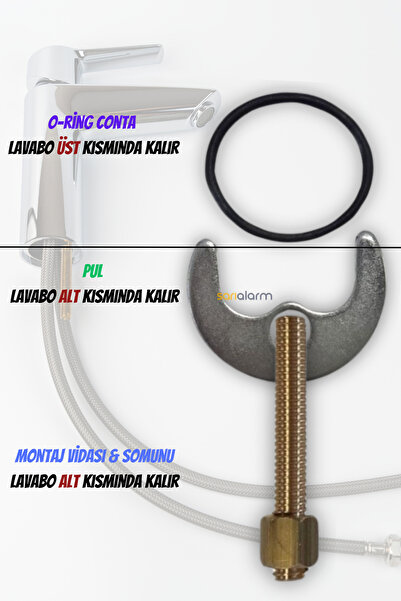 sarıalarm Batarya Musluk Altı Montaj Vidası ( Tek Vidalı ) Montaj Anahtarı Hediyeli