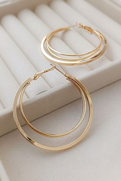 COSİTA Double Layer Gold Hoop Modern Earring Design