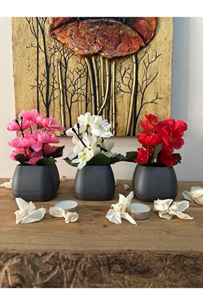 lameko 3 قطع متوسطة الحجم من الزهور الاصطناعية الجافة لتزيين الطاولة زهرة اصط...