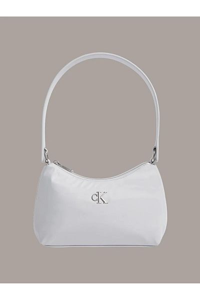Calvin Klein Women's Zipper Closure Ck Logo Gray Shoulder Bag K60K 613124 -Pde