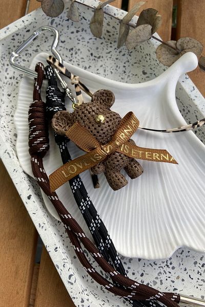 My Joyas Design Coffee Color Teddy Charm Keychain and Bag Set