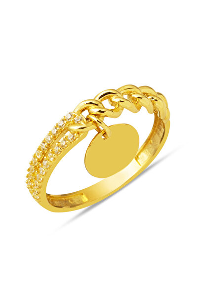 Bilezikci Harf Yazılabilen Pul Sallantılı 14 Ayar Yüzük