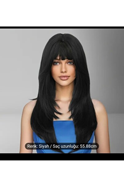 Handmade Tek parça peruk kolay takılma kitli kahkullu gür siyah peruk senteti...