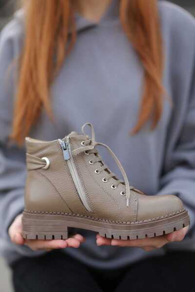 EREN SHOES BAG (ASTARA) Γνήσιο δέρμα με ρυθμιζόμενο κορδόνι με λεπτομέρεια με φερμουάρ Εσωτερικά ορθοπεδικά μποτάκια VIZON FLOTTER