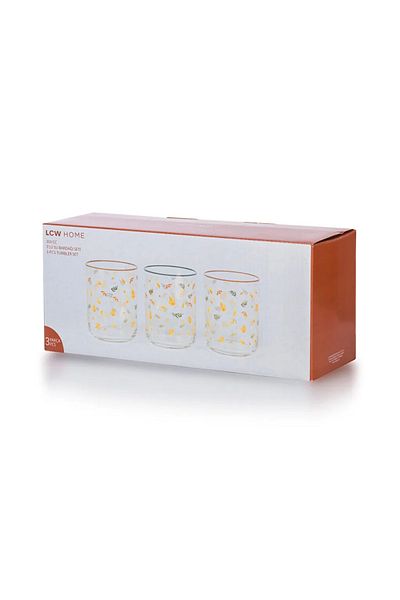 LC Waikiki Lcw Home Mixed Printed Glass Glass 3 Pack 350 ml