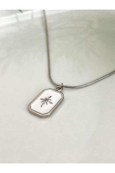 ALEYKA Fashionable Women's Necklace with Enamel North Star with Steel Chain