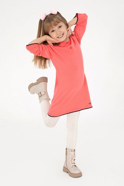 U.S. Polo Assn. Pomegranate Flower Patterned Girl's Knitwear Dress - 50297179 -Vr239