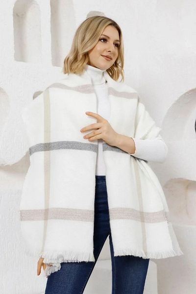 FRESCO SCARFS Φουλάρι ώμου με μαλακή υφή, πολύχρωμο τετράγωνο σχέδιο