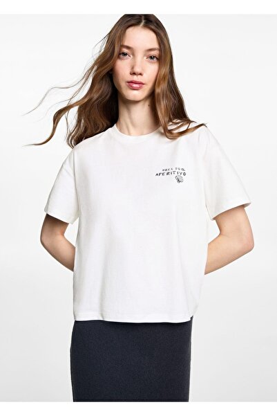 Mango Teen Tricou din bumbac cu model