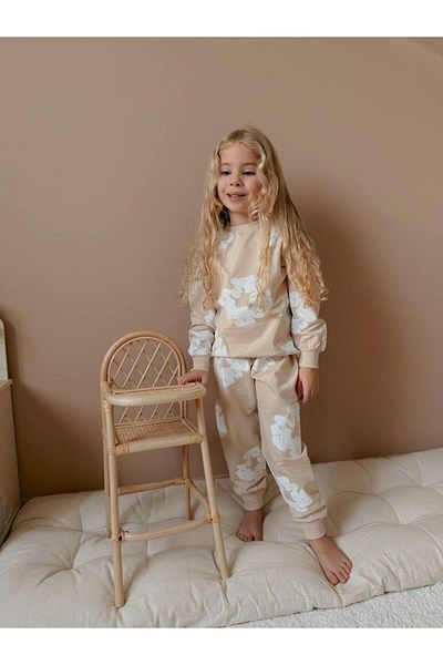 YİGİT BUTİK Yigit Boutique Printed Girl's Bottom Top Set