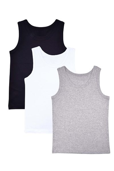 SİERNA 6 Pack 100% Cotton White Black Gray Children's Undershirt Srn-000982