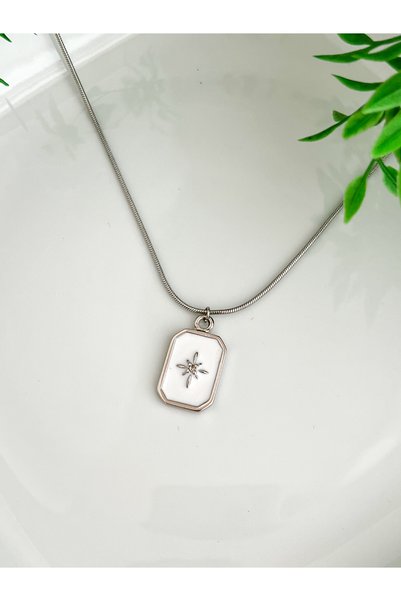 ALEYKA Fashionable Women's Necklace with Enamel North Star with Steel Chain